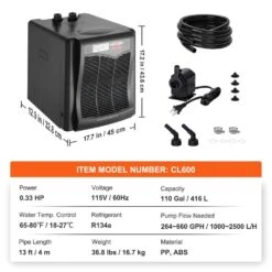 Aquarium Chiller 110 Gal. 416 L Quiet Refrigeration Compressor 1-3 HP Hydroponic Water Chiller 16 Aquarium Chiller 110 Gal. 416 L Quiet Refrigeration Compressor 1-3 HP Hydroponic Water Chiller -Patio Furniture Shop black vevor hydroponic systems hwqlqqjr033hpznb6v1 76 1000