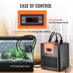 Aquarium Chiller 52 Gal. 196 L Hydroponic Water Chiller 1/10 HP Quiet Refrigeration Compressor -Patio Furniture Shop black vevor hydroponic systems hwqlqqjrq01hpzc9fv1 fa 1000