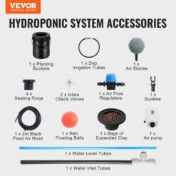 DWC Hydroponics Grow System Deep Water Culture With Top Drip 1 Bucket 5 Gal. Water Culture With Air Pump, Air Stone -Patio Furniture Shop black vevor hydroponic systems ssspxt1t8inkxkb8iv1 76 1000