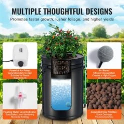 DWC Hydroponics Grow System Deep Water Culture With Top Drip 2 Buckets, With Air Pump, Air Stones And Water Level Device -Patio Furniture Shop black vevor hydroponic systems ssspxt2t8ink25vv5v1 4f 1000