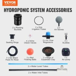 DWC Hydroponics Grow System Deep Water Culture With Top Drip 2 Buckets, With Air Pump, Air Stones And Water Level Device -Patio Furniture Shop black vevor hydroponic systems ssspxt2t8ink25vv5v1 76 1000