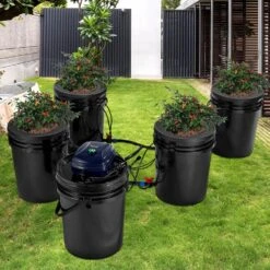 RDWC Hydroponics System Recirculating Deep Water Culture 4 Buckets 5 Gal., With Air Pump And Water Level Device -Patio Furniture Shop black vevor hydroponic systems ssspxt41t8ine1fibv1 31 1000