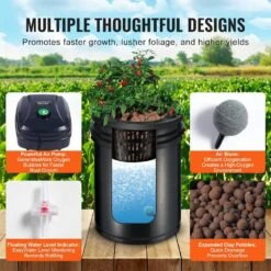 RDWC Hydroponics System Recirculating Deep Water Culture 4 Buckets 5 Gal., With Air Pump And Water Level Device -Patio Furniture Shop black vevor hydroponic systems ssspxt41t8ine1fibv1 4f 1000