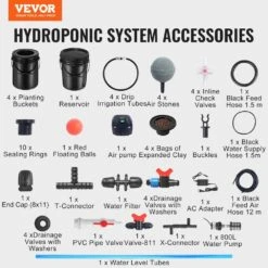 RDWC Hydroponics System Recirculating Deep Water Culture 4 Buckets 5 Gal., With Air Pump And Water Level Device -Patio Furniture Shop black vevor hydroponic systems ssspxt41t8ine1fibv1 76 1000