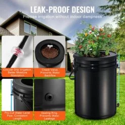 DWC Hydroponics Grow System Deep Water Culture With Top Drip 4 Buckets, With Air Pump, Air Stones And Water Level Device -Patio Furniture Shop black vevor hydroponic systems ssspxt4t8inkt37wzv1 1f 1000