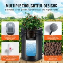DWC Hydroponics Grow System Deep Water Culture With Top Drip 4 Buckets, With Air Pump, Air Stones And Water Level Device -Patio Furniture Shop black vevor hydroponic systems ssspxt4t8inkt37wzv1 4f 1000