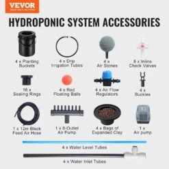 DWC Hydroponics Grow System Deep Water Culture With Top Drip 4 Buckets, With Air Pump, Air Stones And Water Level Device -Patio Furniture Shop black vevor hydroponic systems ssspxt4t8inkt37wzv1 76 1000