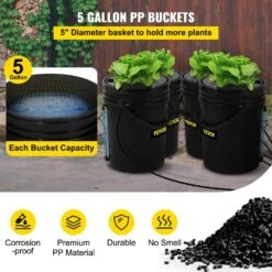 DWC Hydroponic System 5 Gal. Buckets Deep Water Culture Growing Bucket Hydroponics Grow Kit For Outdoor (4-Pack) -Patio Furniture Shop black vevor hydroponic systems ssspxtyx4110vw1xkv1 4f 1000