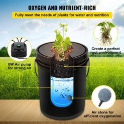 DWC Hydroponic System 5 Gal. 5 Buckets Deep Culture Growing Kit With Pump For Outdoor Leafy Vegetables In Black -Patio Furniture Shop black vevor hydroponic systems ssspxtyx5110vujgvv1 1f 1000