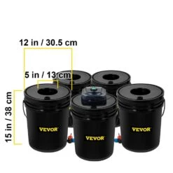 DWC Hydroponic System 5 Gal. 5 Buckets Deep Culture Growing Kit With Pump For Outdoor Leafy Vegetables In Black -Patio Furniture Shop black vevor hydroponic systems ssspxtyx5110vujgvv1 76 1000