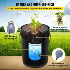 DWC Hydroponic System 5 Gal. Buckets Deep Water Culture Growing Bucket Hydroponics Grow Kit For Outdoor (8-Pack) -Patio Furniture Shop black vevor hydroponic systems ssspxtyx8110vt55fv1 1f 1000
