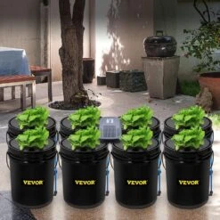 DWC Hydroponic System 5 Gal. Buckets Deep Water Culture Growing Bucket Hydroponics Grow Kit For Outdoor (8-Pack) -Patio Furniture Shop black vevor hydroponic systems ssspxtyx8110vt55fv1 31 1000