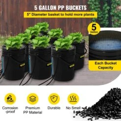 DWC Hydroponic System 5 Gal. Buckets Deep Water Culture Growing Bucket Hydroponics Grow Kit For Outdoor (8-Pack) -Patio Furniture Shop black vevor hydroponic systems ssspxtyx8110vt55fv1 4f 1000