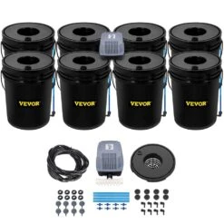 DWC Hydroponic System 5 Gal. Buckets Deep Water Culture Growing Bucket Hydroponics Grow Kit For Outdoor (8-Pack)