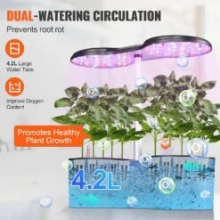 Hydroponics Growing System 12 Pods Indoor Growing System With Full-Spectrum LED Grow Light 4.2 L Water Tank Auto Timer -Patio Furniture Shop black vevor hydroponic systems zwszj1layer3abpciv1 1f 1000