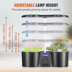 Hydroponics Growing System 12 Pods Indoor Growing System With Full-Spectrum LED Grow Light 4.2 L Water Tank Auto Timer -Patio Furniture Shop black vevor hydroponic systems zwszj1layer3abpciv1 44 1000