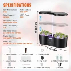 Hydroponics Growing System 12 Pods Indoor Growing System With Full-Spectrum LED Grow Light 4.2 L Water Tank Auto Timer -Patio Furniture Shop black vevor hydroponic systems zwszj1layer3abpciv1 76 1000