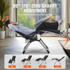 Zero Gravity Chair,26in. Recliner Lounge Chair For Indoor And Outdoor,Adjustable Anti Gravity Chair,Metal,500 Lbs.,Black 12 Zero Gravity Chair,26in. Recliner Lounge Chair For Indoor And Outdoor,Adjustable Anti Gravity Chair,Metal,500 Lbs.,Black -Patio Furniture Shop black vevor lawn chairs lzltyhhk26hsb9ihuv0 4f 1000