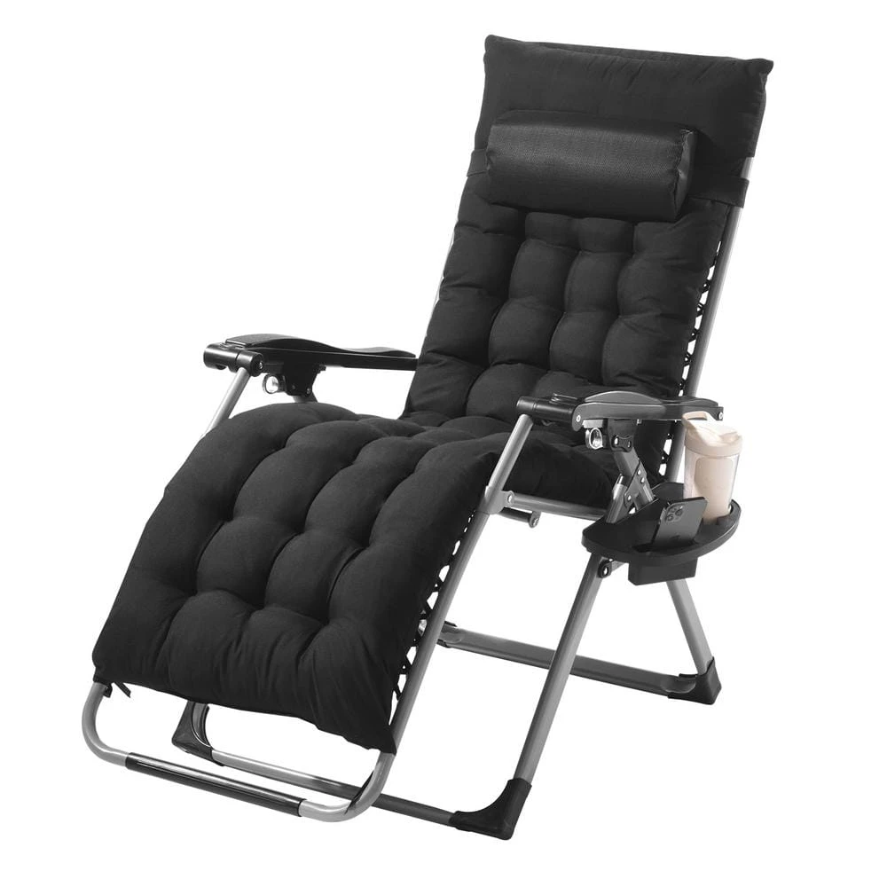 Zero Gravity Chair,26in. Recliner Lounge Chair For Indoor And Outdoor,Adjustable Anti Gravity Chair,Metal,500 Lbs.,Black 3 Zero Gravity Chair,26in. Recliner Lounge Chair For Indoor And Outdoor,Adjustable Anti Gravity Chair,Metal,500 Lbs.,Black