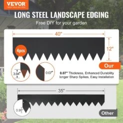 Steel Landscape Edging 4-pack Steel Garden Edging Borders 40 In. L X 12 In. H Strips Hammer-in Edging Border 11 Steel Landscape Edging 4-pack Steel Garden Edging Borders 40 In. L X 12 In. H Strips Hammer-in Edging Border -Patio Furniture Shop black vevor metal edging cppz12inch13h20kav0 c3 1000