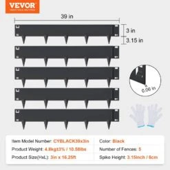0.59 In. W X 39 In. L X 3 In. H Black Steel Landscape Edging Steel Garden Edging Borders Strips Hammer Edging -Patio Furniture Shop black vevor metal edging cppz3inch162tnb2wv0 76 1000