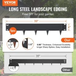 Steel Landscape Edging 5-pack Steel Garden Edging Borders 39 In. L X 4 In. H Strips Hammer-in Edging Border -Patio Furniture Shop black vevor metal edging cppz4inch162yc9mov0 c3 1000
