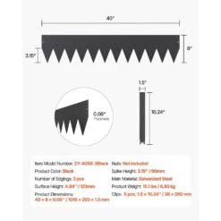 Steel Landscape Edging 3-pack Steel Garden Edging Borders 40 In. L X 8 In. H Strips Hammer-in Edging Border With 5 Clips -Patio Furniture Shop black vevor metal edging cppz8inch10f1zunbv0 76 1000