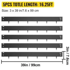 3 In. X 39 In. Steel Lawn Edging Metal Landscape Edging Landscaping Metal Edging Black Lawn Edge For Yard (5-Pieces) -Patio Furniture Shop black vevor metal edging pzych5pcs3 39ln0hv0 4f 1000