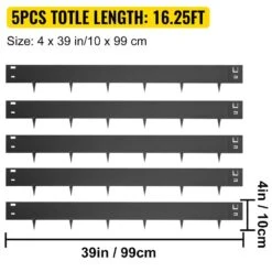 Steel Lawn Edging 5-Pieces Metal Landscape Edging 4 In. X 39 In Garden Edging Border Steel Landscape Border -Patio Furniture Shop black vevor metal edging pzych5pcs4 392o62v0 4f 1000