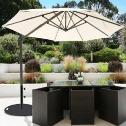 Umbrella Base 14 In. H Pipe 27 In. Round Umbrella's Holder Stand Heavy-Duty Cast Iron Patio Umbrella Base In Black -Patio Furniture Shop black vevor patio umbrella stands zysdzyx 280000001v0 31 1000