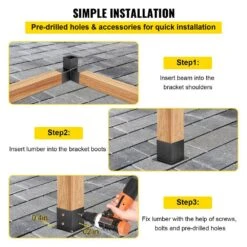 Pergola Kit Steel Brackets 6 In. X 6 In. Pergola Brackets Post Pergola Bracket With 3 Way 90-Degree Corner (8-Pack) -Patio Furniture Shop black vevor pergola accessories ljtgbhs5x1007d9mev0 fa 1000