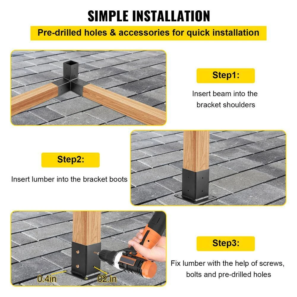 4 In. X 4 In. Woodwork Pergola Kit Elevated Wood Stand Kit Deer Stand Bracket Pergola Brackets, 8-Pack 9 4 In. X 4 In. Woodwork Pergola Kit Elevated Wood Stand Kit Deer Stand Bracket Pergola Brackets, 8-Pack - Image 7