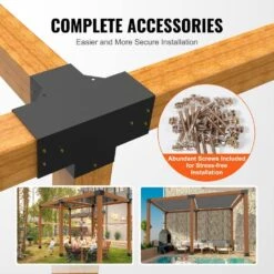 Pergola Bracket Kit 6 In. X 6 In. 2-Piece 4-Way Heavy-Duty Corner Bracket Woodworks DIY Post Base Kit Easy Installation 13 Pergola Bracket Kit 6 In. X 6 In. 2-Piece 4-Way Heavy-Duty Corner Bracket Woodworks DIY Post Base Kit Easy Installation -Patio Furniture Shop black vevor pergola accessories lpjjst2pcs6x19rdfv0 44 1000