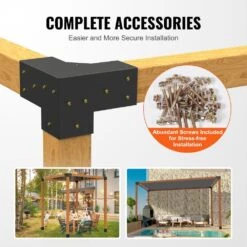 Pergola Bracket Kit 4 In. X 4 In. 4-Piece 3-Way Heavy-Duty Corner Bracket Woodworks DIY Post Base Kit Easy Installation 14 Pergola Bracket Kit 4 In. X 4 In. 4-Piece 3-Way Heavy-Duty Corner Bracket Woodworks DIY Post Base Kit Easy Installation -Patio Furniture Shop black vevor pergola accessories lpjjst4pcs4x7sp6av0 44 1000
