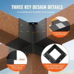 Pergola Bracket Kit 6 In. X 6 In. 4-Piece 4-Way Heavy-Duty Corner Bracket Woodworks DIY Post Base Kit Easy Installation 12 Pergola Bracket Kit 6 In. X 6 In. 4-Piece 4-Way Heavy-Duty Corner Bracket Woodworks DIY Post Base Kit Easy Installation -Patio Furniture Shop black vevor pergola accessories lpjjtzst4pcs2k9oov0 4f 1000