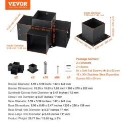 Pergola Bracket Kit 6 In. X 6 In. 4-Piece 4-Way Heavy-Duty Corner Bracket Woodworks DIY Post Base Kit Easy Installation 16 Pergola Bracket Kit 6 In. X 6 In. 4-Piece 4-Way Heavy-Duty Corner Bracket Woodworks DIY Post Base Kit Easy Installation -Patio Furniture Shop black vevor pergola accessories lpjjtzst4pcs2k9oov0 76 1000