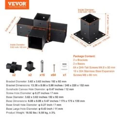 Pergola Bracket Kit 4 In. X 4 In. 4-Piece 4-Way Heavy-Duty Corner Bracket Woodworks DIY Post Base Kit Easy Installation 16 Pergola Bracket Kit 4 In. X 4 In. 4-Piece 4-Way Heavy-Duty Corner Bracket Woodworks DIY Post Base Kit Easy Installation -Patio Furniture Shop black vevor pergola accessories lpjjtzst4pcswtcwav0 76 1000