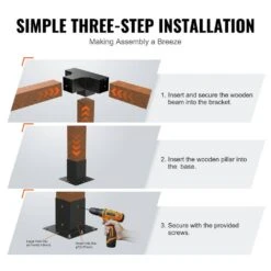 Pergola Bracket Kit 4 In. X 4 In. 4-Piece 4-Way Heavy-Duty Corner Bracket Woodworks DIY Post Base Kit Easy Installation 15 Pergola Bracket Kit 4 In. X 4 In. 4-Piece 4-Way Heavy-Duty Corner Bracket Woodworks DIY Post Base Kit Easy Installation -Patio Furniture Shop black vevor pergola accessories lpjjtzst4pcswtcwav0 fa 1000