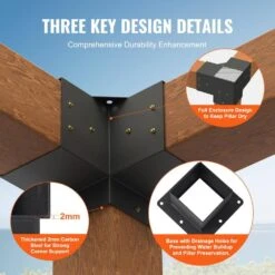 Pergola Bracket Kit 6 In. X 6 In. 8-Piece 3-Way Heavy-Duty Corner Bracket Woodworks DIY Post Base Kit Easy Installation 12 Pergola Bracket Kit 6 In. X 6 In. 8-Piece 3-Way Heavy-Duty Corner Bracket Woodworks DIY Post Base Kit Easy Installation -Patio Furniture Shop black vevor pergola accessories lpjjtzst8pcs31ns1v0 4f 1000