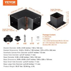 Pergola Bracket Kit 6 In. X 6 In. 8-Piece 3-Way Heavy-Duty Corner Bracket Woodworks DIY Post Base Kit Easy Installation 16 Pergola Bracket Kit 6 In. X 6 In. 8-Piece 3-Way Heavy-Duty Corner Bracket Woodworks DIY Post Base Kit Easy Installation -Patio Furniture Shop black vevor pergola accessories lpjjtzst8pcs31ns1v0 76 1000