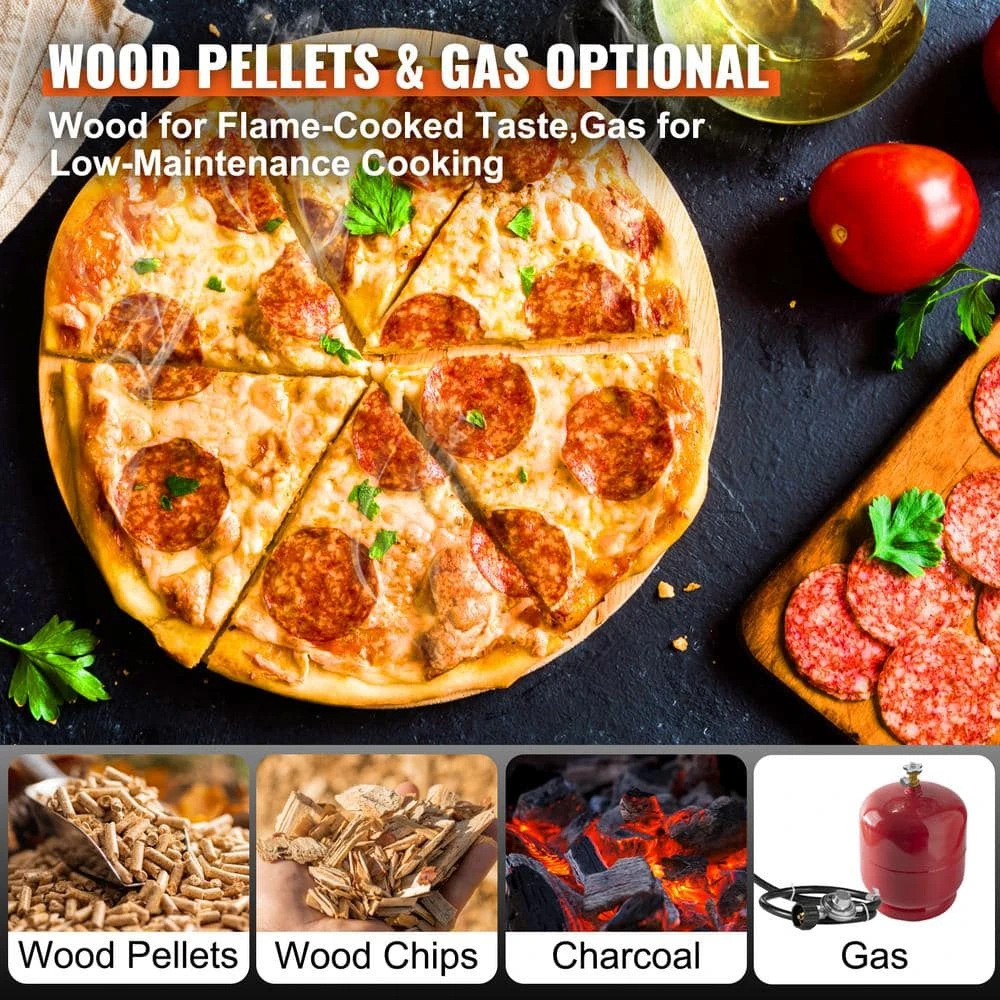 Multi-Fuel Pizza Oven 12 In. Propane And Wood Powered Outdoor Pizza Oven, Auto Rotatable Stone In Black,CSF Certified 5 Multi-Fuel Pizza Oven 12 In. Propane And Wood Powered Outdoor Pizza Oven, Auto Rotatable Stone In Black,CSF Certified - Image 3