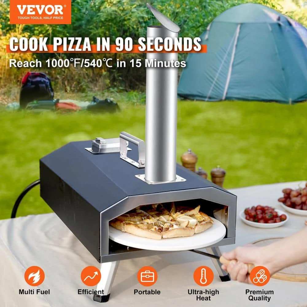 Multi-Fuel Pizza Oven 12 In. Propane And Wood Powered Outdoor Pizza Oven, Auto Rotatable Stone In Black,CSF Certified 4 Multi-Fuel Pizza Oven 12 In. Propane And Wood Powered Outdoor Pizza Oven, Auto Rotatable Stone In Black,CSF Certified - Image 2