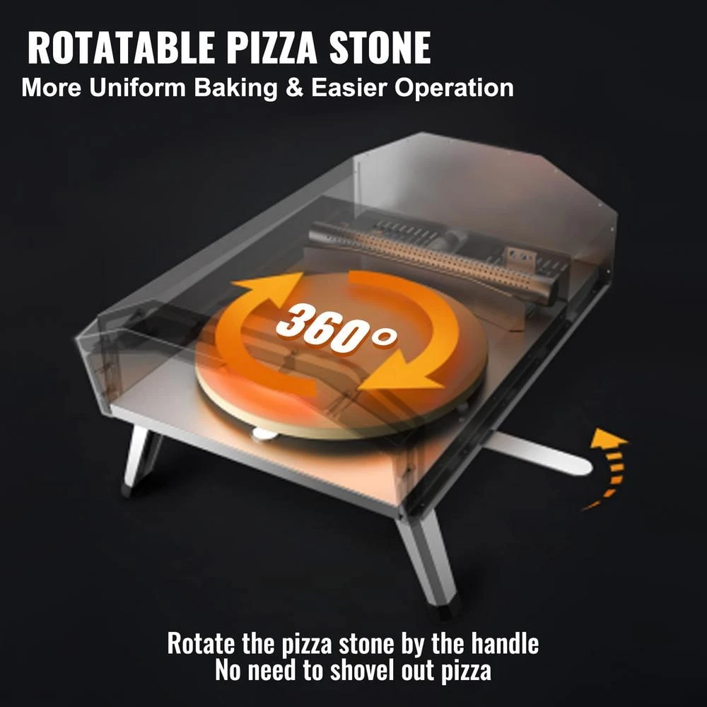 Portable Pizza Oven, Propane Powered 16 In. Outdoor Pizza Oven Pizza Grill With 360° Pizza Stone In Black, CSA Listed 5 Portable Pizza Oven, Propane Powered 16 In. Outdoor Pizza Oven Pizza Grill With 360° Pizza Stone In Black, CSA Listed - Image 3