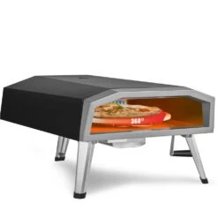 Portable Pizza Oven, Propane Powered 16 In. Outdoor Pizza Oven Pizza Grill With 360° Pizza Stone In Black, CSA Listed