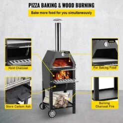 Pizza Oven 12 In. Removable Wheels 2-Layer Charcoal Burning Outdoor Pizza Oven With Pizza Stone For Barbecue In Black 12 Pizza Oven 12 In. Removable Wheels 2-Layer Charcoal Burning Outdoor Pizza Oven With Pizza Stone For Barbecue In Black -Patio Furniture Shop black vevor pizza ovens ldspsllzxbddwrlhev0 4f 1000