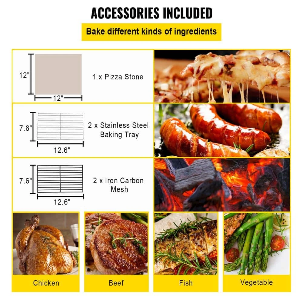 Pizza Oven 12 In. Removable Wheels 2-Layer Charcoal Burning Outdoor Pizza Oven With Pizza Stone For Barbecue In Black 8 Pizza Oven 12 In. Removable Wheels 2-Layer Charcoal Burning Outdoor Pizza Oven With Pizza Stone For Barbecue In Black - Image 6