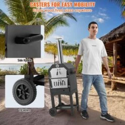 Outdoor Pizza Oven, 12 In. Wood Fired Oven, 2-Layer Pizza Oven Wood Fired, Wood Burning Outdoor Pizza Oven In Black -Patio Furniture Shop black vevor pizza ovens lspslhs458x4nxe5gv0 44 1000