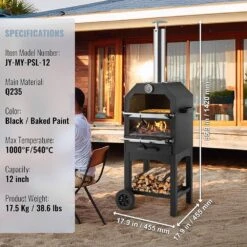 Outdoor Pizza Oven, 12 In. Wood Fired Oven, 2-Layer Pizza Oven Wood Fired, Wood Burning Outdoor Pizza Oven In Black -Patio Furniture Shop black vevor pizza ovens lspslhs458x4nxe5gv0 76 1000