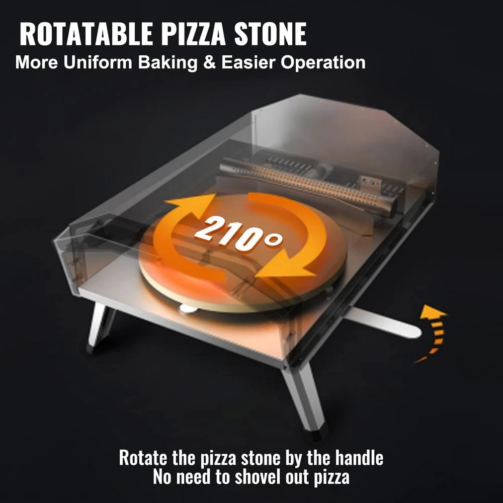 Multi-Fuel Pizza Oven 12 In. Propane And Wood Powered Outdoor Pizza Oven With Rotating Pizza Stone In Black 6 Multi-Fuel Pizza Oven 12 In. Propane And Wood Powered Outdoor Pizza Oven With Rotating Pizza Stone In Black - Image 4