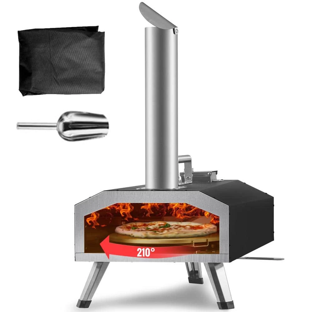 Multi-Fuel Pizza Oven 12 In. Propane And Wood Powered Outdoor Pizza Oven With Rotating Pizza Stone In Black 3 Multi-Fuel Pizza Oven 12 In. Propane And Wood Powered Outdoor Pizza Oven With Rotating Pizza Stone In Black